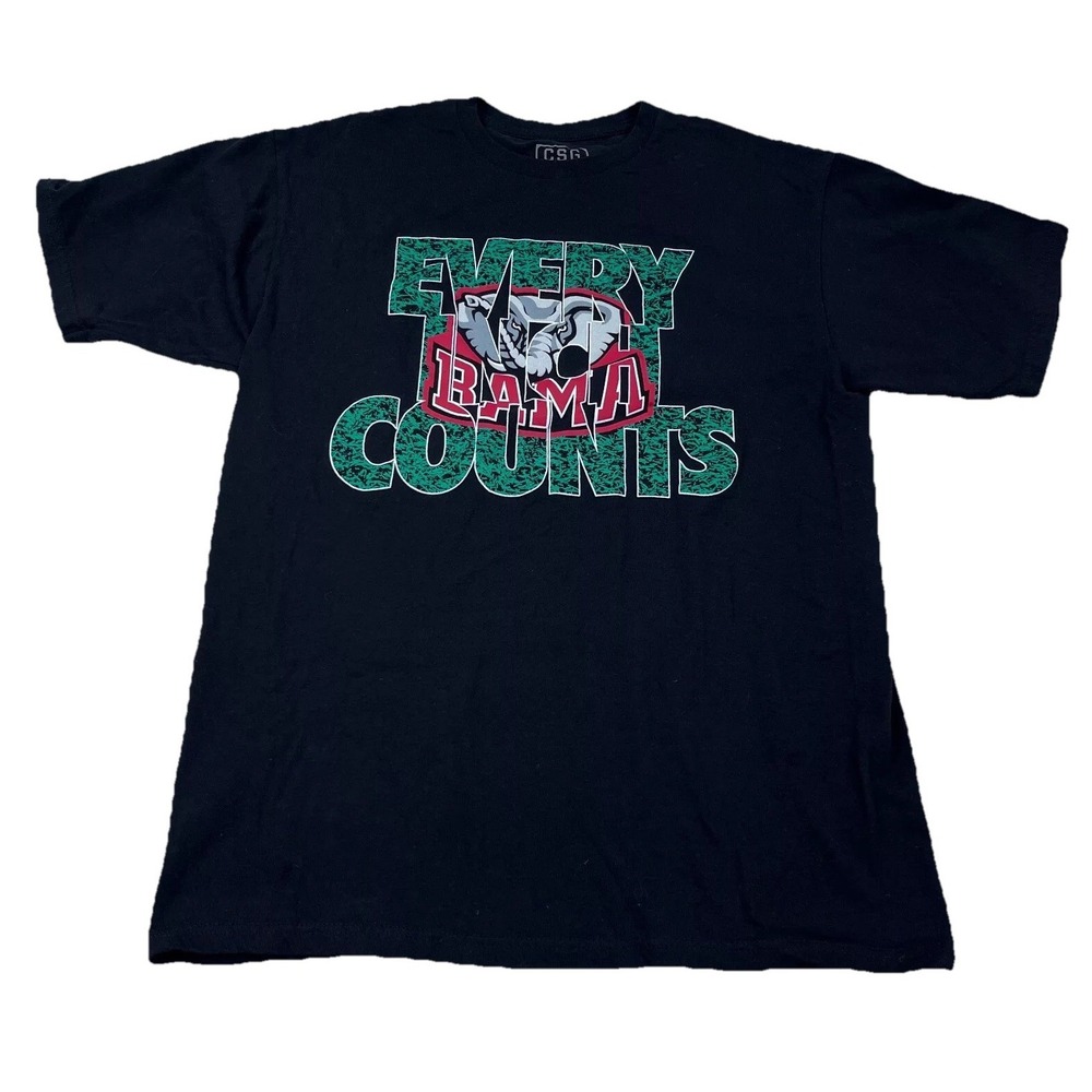 Alabama Crimson Tide Shirt Men Large Black Tee Every Bama Counts Cotton Adult